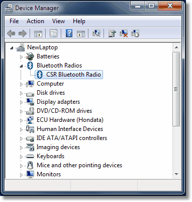 A Bluetooth Radio using a non- Microsoft Bluetooth stack